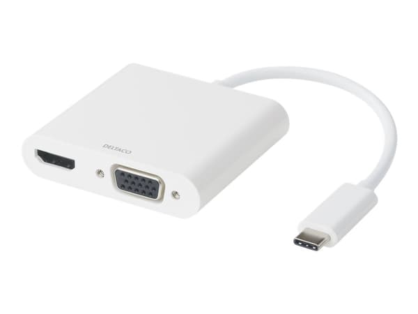 DELTACO USBC-HDMI16 - Dokkingstasjon - USB-C - VGA, HDMI