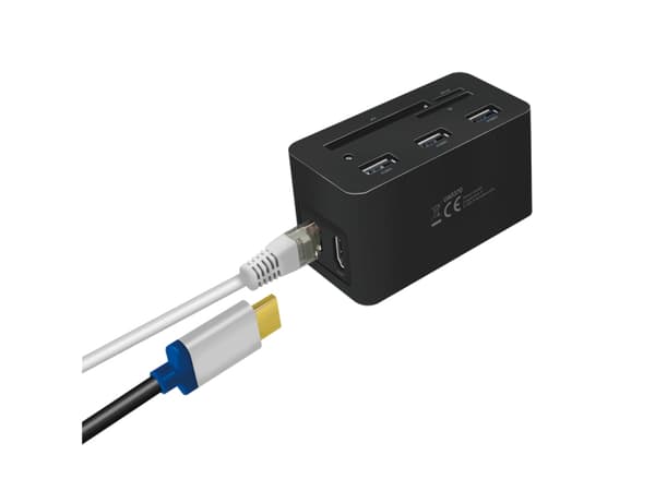 LogiLink UA0370, Ledningsført, USB 3.2 Gen 1 (3.1 Gen 1) Type-C, 60 W, 10,100,1000 Mbit/s, Sort, Kompakt flash (CF), MicroSD (TransFlash), SD