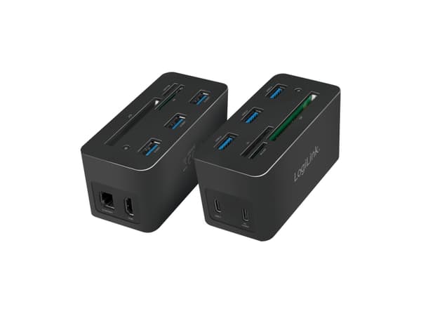 LogiLink UA0370, Ledningsført, USB 3.2 Gen 1 (3.1 Gen 1) Type-C, 60 W, 10,100,1000 Mbit/s, Sort, Kompakt flash (CF), MicroSD (TransFlash), SD
