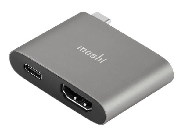 Moshi - Videokort - 24 pin USB-C hane till HDMI, 24 pin USB-C hona - Stöd för Power Delivery 3.0, 4K60Hz stöd