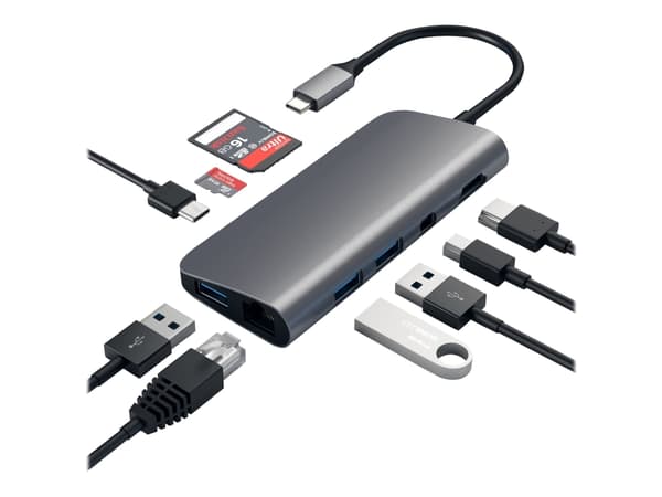 Satechi Alumiininen Type-C multimediasovitin - telakointiasema - USB-C - Mini DP - GigE