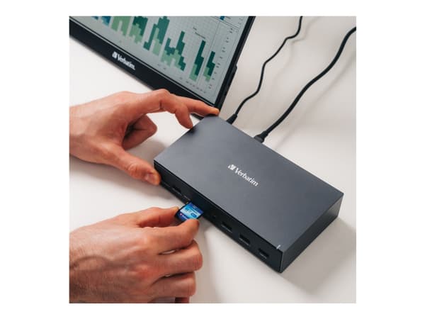Verbatim Pro - Dockningsstation - USB-C - 2 x DP, 3 x HDMI - 1GbE - 120 Watt