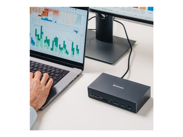 Verbatim Pro - Dockningsstation - USB-C - 2 x DP, 3 x HDMI - 1GbE - 120 Watt