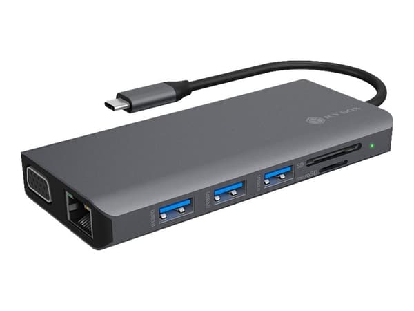 ICY BOX IB-DK4070-CPD - Telakointiasema - USB-C - VGA, 2 x HDMI - GigE