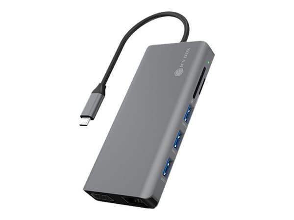 ICY BOX IB-DK4070-CPD - Telakointiasema - USB-C - VGA, 2 x HDMI - GigE