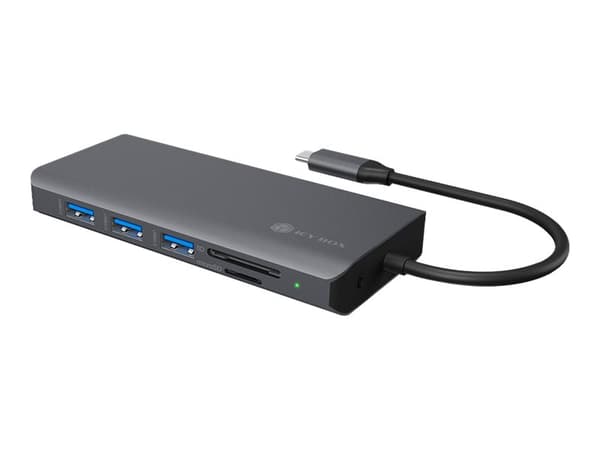 ICY BOX IB-DK4070-CPD - Telakointiasema - USB-C - VGA, 2 x HDMI - GigE