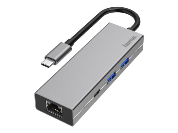 Hama Multiport Adapter - Telakointiasema - USB-C 3.2 Gen 1 - GigE