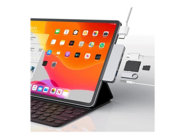 HYPER HD319B, USB 3.2 Gen 1 (3.1 Gen 1) Type-C, Silver, MicroSD (TransFlash), SD, 3,5mm, HDMI, USB 2.0, USB 3.2 Gen 1 (3.1 Gen 1) Type-A, USB 3.2 Gen