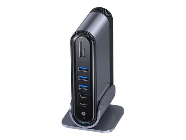 Baseus CAHUB-DG0G, USB 3.2 Gen 1 (3.1 Gen 1) Type-C, 100 W, Musta, Harmaa, MicroSD (TransFlash), SD, 3.5mm, HDMI, RJ-45, USB 2.0, USB 3.2 Gen 1 (3.1