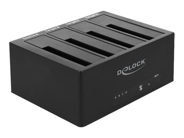 Delock USB 3.0 Docking Station for 4 x SATA HDD / SSD with Clone Function - HDD-dokkestasjon - brønner: 4 - 2,5" / 3,5" delt - SATA 6Gb/s - eSATA 6Gb