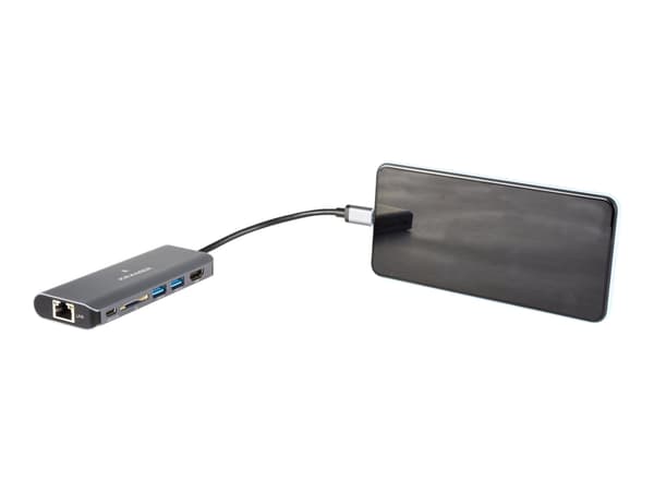 Kramer Electronics KDock-2, Langallinen, USB 3.2 Gen 1 (3.1 Gen 1) Type-C, 100 W, 10,100,1000 Mbit/s, Musta, Hopea, SD