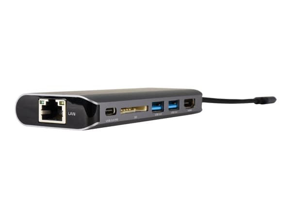 Kramer Electronics KDock-2, Langallinen, USB 3.2 Gen 1 (3.1 Gen 1) Type-C, 100 W, 10,100,1000 Mbit/s, Musta, Hopea, SD