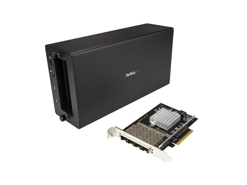 StarTech.com BNDTB410GSFP, Koblet med ledninger (ikke trådløs), Thunderbolt 3, IEEE 802.1Q,IEEE 802.3ad,IEEE 802.3ae,IEEE 802.3x, Svart, 40 Gbit/s, A
