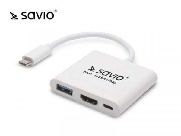SAVIO AK-48 - Telakointiasema - USB-C - HDMI