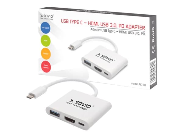 SAVIO AK-48 - Telakointiasema - USB-C - HDMI