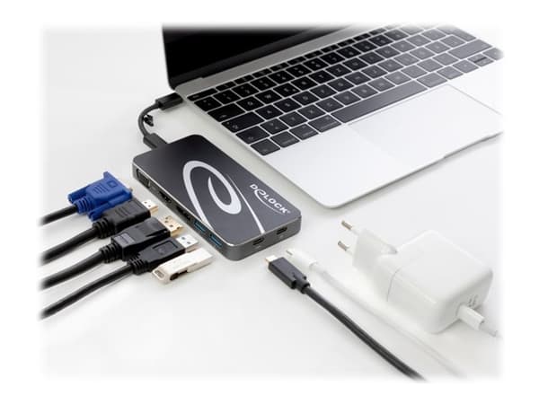 Delock USB Type-C 3.2 Dockingstation 4K - Dockningsstation - USB-C 3.2 Gen 1 / Thunderbolt 3 - VGA, HDMI, DP
