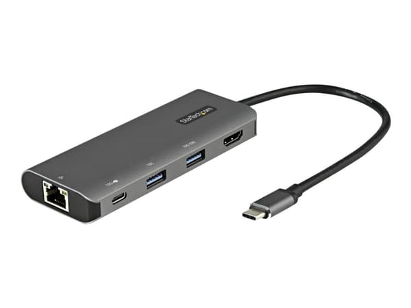 StarTech.com DKT31CHPDL, Langallinen, USB 3.2 Gen 2 (3.1 Gen 2) Type-C, 100 W, 100,1000 Mbit/s, Musta, Harmaa, 10 Gbit/s