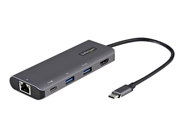 StarTech.com DKT31CHPDL, Langallinen, USB 3.2 Gen 2 (3.1 Gen 2) Type-C, 100 W, 100,1000 Mbit/s, Musta, Harmaa, 10 Gbit/s