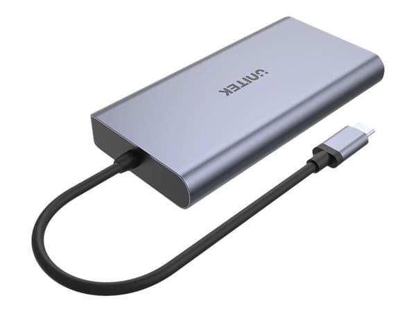 Unitek uHUB S7+ 7-in-1 USB-C Ethernet Hub with MST Dual Monitor, 100W Power Delivery and Card Reader - Dockningsstation - USB-C - HDMI, DP - 1GbE