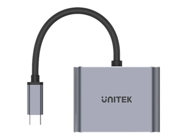 Unitek V1126A - Videokort - 24 pin USB-C hane till HD-15 (VGA), HDMI hona - 10 cm - rymdgrå - stöd för 4K