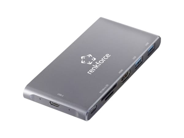 Renkforce USB-C® -telakointiasema RF-PCR-550 USB-C® Power Delivery, integroitu kortinlukija