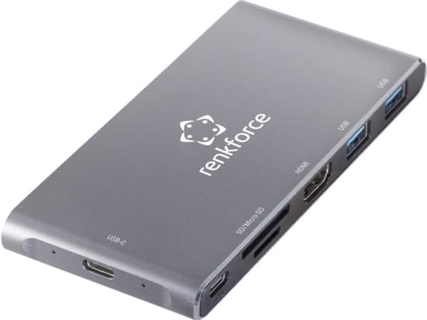 Renkforce USB-C® -telakointiasema RF-PCR-550 USB-C® Power Delivery, integroitu kortinlukija
