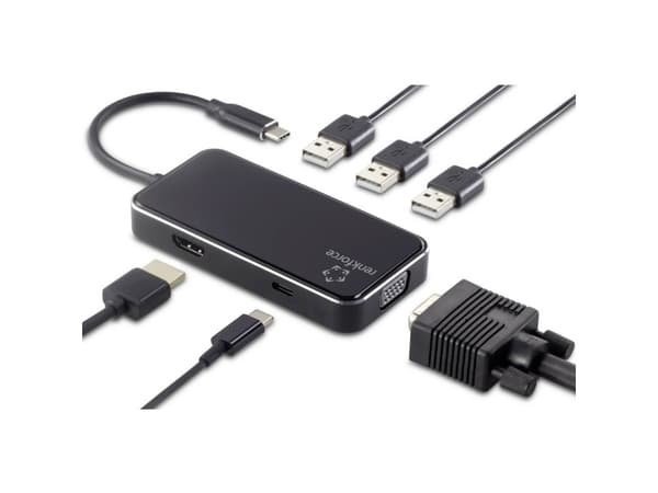 Renkforce USB-C® Notebook telakointiasema RF-HUB-230 Sopii tuotemerkkeihin: universaali USB-C® Power Delivery