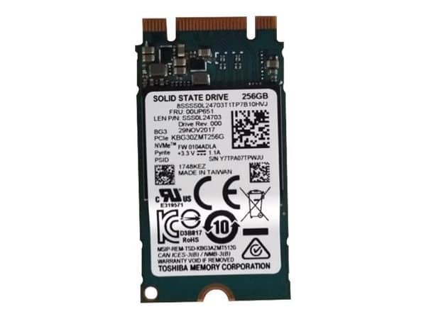 Toshiba - SSD - 256 GB - inbyggd - M.2 2242 - PCIe 3.0 x2 (NVMe) - FRU - för ThinkPad 11e (5th Gen) 20LR; ThinkPad Yoga 11e (5th Gen) 20LN