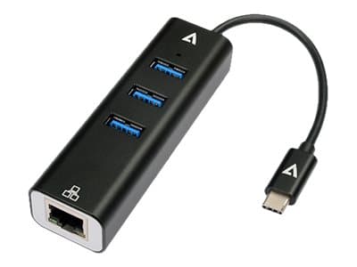 V7 V7UCRJ45USB3 - Hub - 3 x SuperSpeed USB 3.0 + 1 x 1000Base-T - stasjonær