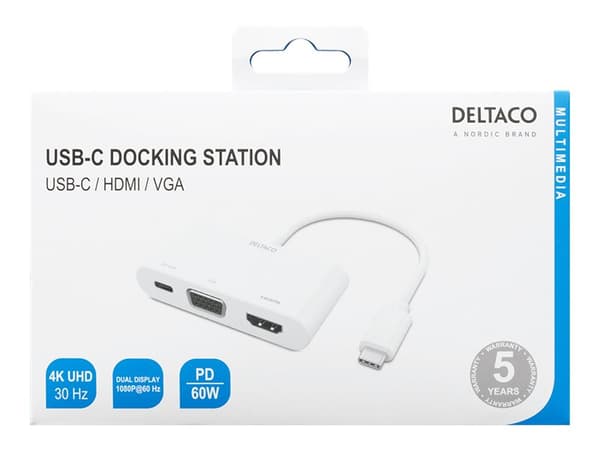 Deltaco USBC-HDMI20 laptop dock/port replicator Wired USB 3.2 Gen 2 (3.1 Gen 2) Type-C White