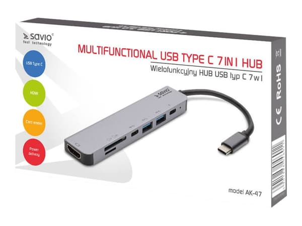 SAVIO AK-47 - Dockningsstation - USB-C - HDMI