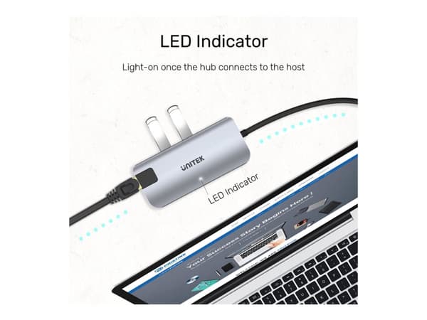 Unitek uHUB P5+ - Telakointiasema - USB-C - HDMI - GigE