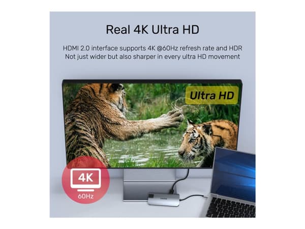 Unitek uHUB P5+ - Telakointiasema - USB-C - HDMI - GigE