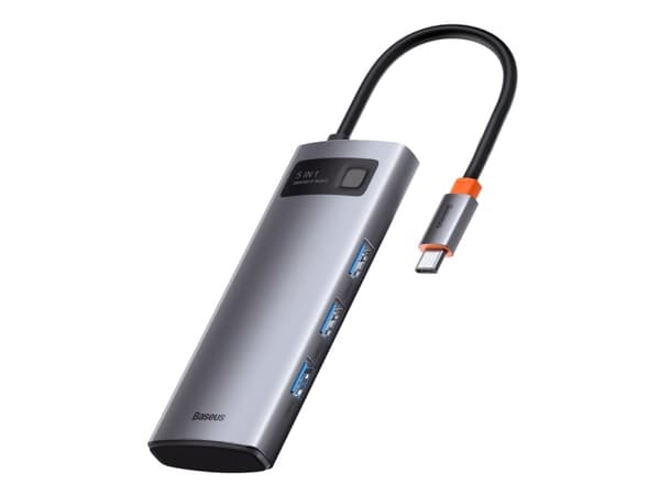 Baseus Metal Gleam, USB 3.2 Gen 1 (3.1 Gen 1) Type-C, 100 W, Grå, 4K Ultra HD, 60 hz, HDMI, USB 2.0, USB 3.2 Gen 1 (3.1 Gen 1) Type-A, USB 3.2 Gen 1