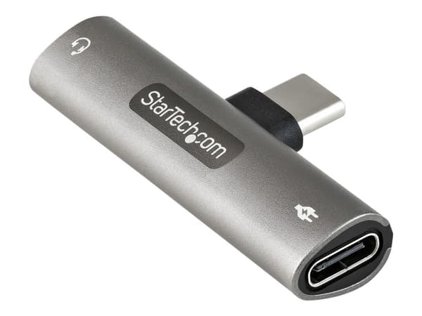 StarTech.com USB-C-ljud- och laddningsadapter - USB-C ljudadapter med TRRS-hörlurs-/headsetuttag på 3,5 mm och 60 W USB Type-C Power Delivery Pass-th