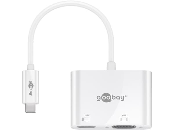 Goobay 52430, Kabel & Trådlös, USB 3.2 Gen 1 (3.1 Gen 1) Type-A + Type-C, Vit, CE, WEEE, 0 - 45 ° C, 15 mm