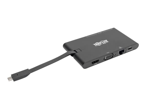 Tripp Lite USB-C Dock  U442-DOCK3-B Single Display/1xHDMI 1.4/VGA/up to 1x4K/3xUSB 3.2/microSD/RJ45/support PD 100W/Black/Power Supply not i