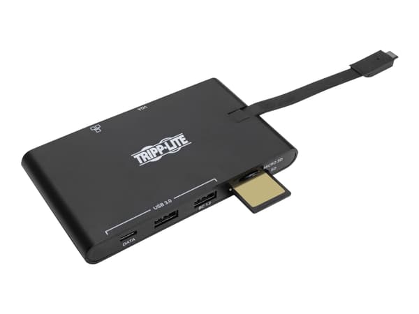 Tripp Lite USB-C Dock  U442-DOCK3-B Single Display/1xHDMI 1.4/VGA/up to 1x4K/3xUSB 3.2/microSD/RJ45/support PD 100W/Black/Power Supply not i