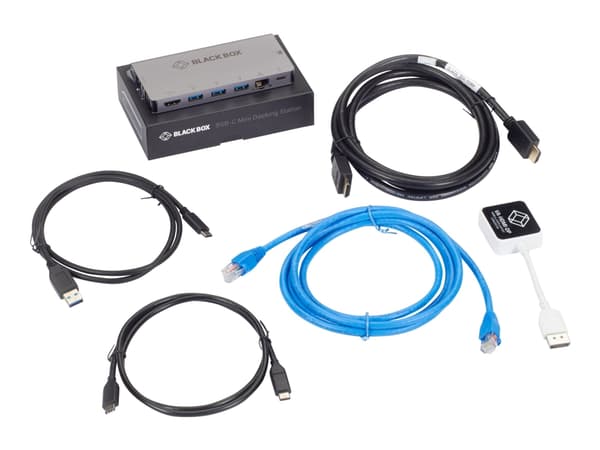 Black Box USB-C Docking Station DisplayPort Bundle - Dockningsstation - USB-C - HDMI - 1GbE
