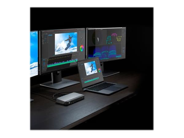 ALOGIC DX3, Langallinen, USB 3.2 Gen 1 (3.1 Gen 1) Type-C, 100 W, 3,5 mm, 1000 Mbit/s, Musta, Harmaa