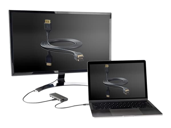 StarTech.com USB C moniporttisovitin, USB-C HDMI tai Mini DisplayPort 4K 60Hz, 100W Power Delivery Pass-Through, 4-porttinen 10Gbps USB-keskitin, USB