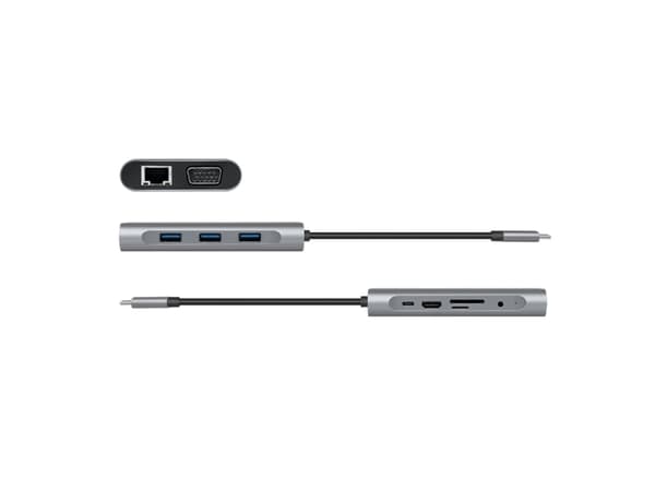 LogiLink UA0383, Kabel, USB 3.2 Gen 1 (3.1 Gen 1) Type-C, 100 W, 3,5 mm, 10,100,1000 Mbit/s, Silver