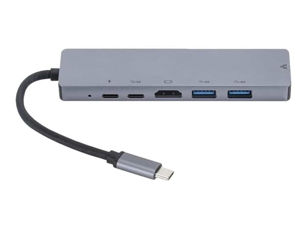 eSTUFF 6-in-1 Mobile Hub - telakointiasema - USB-C - HDMI - GigE