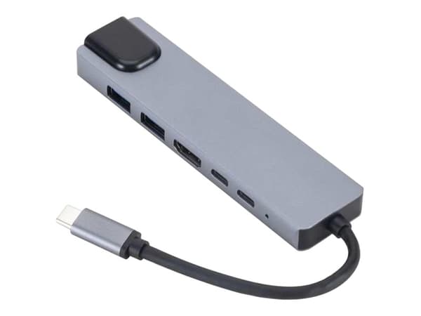 eSTUFF 6-in-1 Mobile Hub - telakointiasema - USB-C - HDMI - GigE