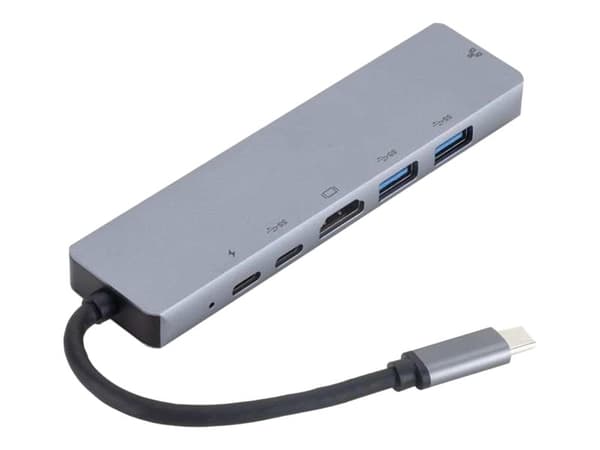 eSTUFF 6-in-1 Mobile Hub - telakointiasema - USB-C - HDMI - GigE