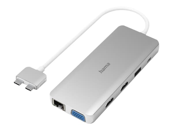 Hama - Dockningsstation - USB-C 3.2 Gen 1 - VGA, HDMI - 1GbE - 100 Watt