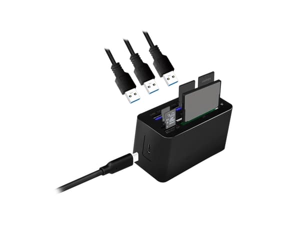 LogiLink CR0046, Ledningsført, USB 3.2 Gen 1 (3.1 Gen 1) Type-C, Sort, Kompakt flash (CF), MS Micro (M2), Hukommelsesstick (MS), MicroSD (TransFlash)