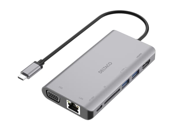 Deltaco USBC-HDMI18, Langallinen, USB 3.2 Gen 2 (3.1 Gen 2) Type-C, Musta, SD, 3840 x 2160 pikseliä, 1080 x 1920 pikseliä