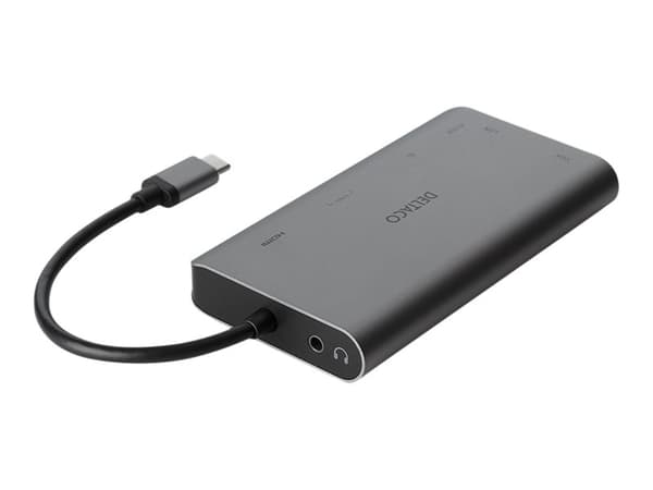 Deltaco USBC-HDMI18, Langallinen, USB 3.2 Gen 2 (3.1 Gen 2) Type-C, Musta, SD, 3840 x 2160 pikseliä, 1080 x 1920 pikseliä