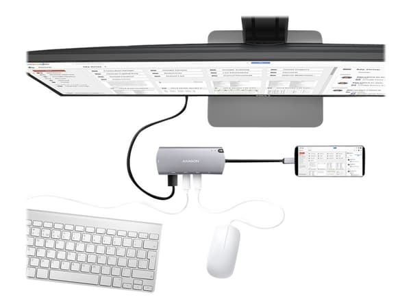 AXAGON HMC-6M2 - Dokkingstasjon - USB-C 3.2 Gen 1 / Thunderbolt 3 - HDMI - 1GbE